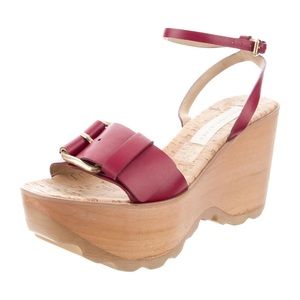 Stella McCartney Leather Platform Wedge Sandals